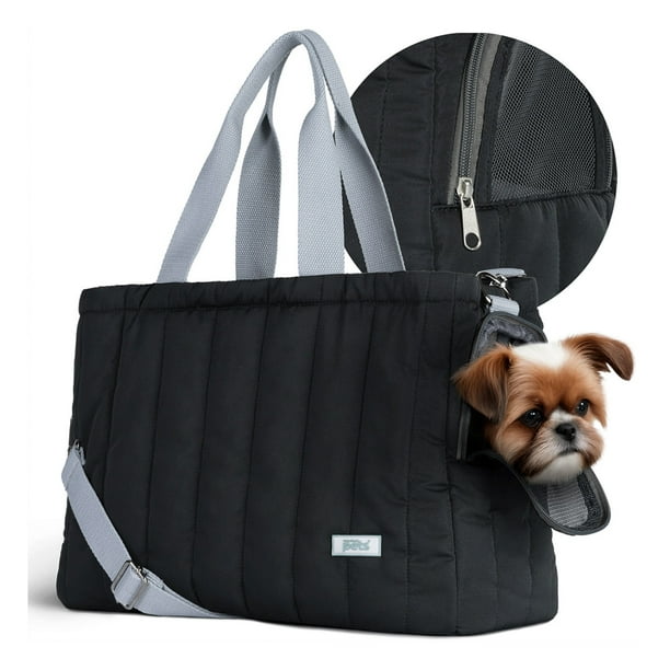 Bolsa Transportadora Para Mascota, Perro Pequeño, Mochila De Viaje Esquimal (Negro, 42x18x29 cm)
