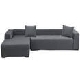 thumbnail image 2 of CJC Sectional Couch Covers Stretch L Shape Sofa Covers with Elastic Bottom, 2pcs Sofa Slipcovers for 3 + 4 Seater Sectional Chaise Slipcover (Gray), 2 of 9