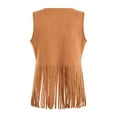 thumbnail image 7 of GEWSEY Women Fringe Vest Tops Vintage Western Classic Faux Suede Leather Open Front Sleeveless Cardigan 70s Cowboy Jacket (Brown, M), 7 of 7