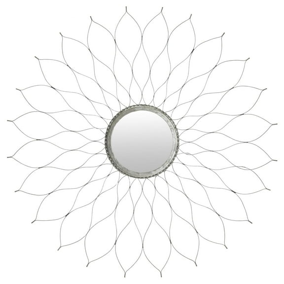 SAFAVIEH Geometric Round Sunburst Flower Mirror, Silver