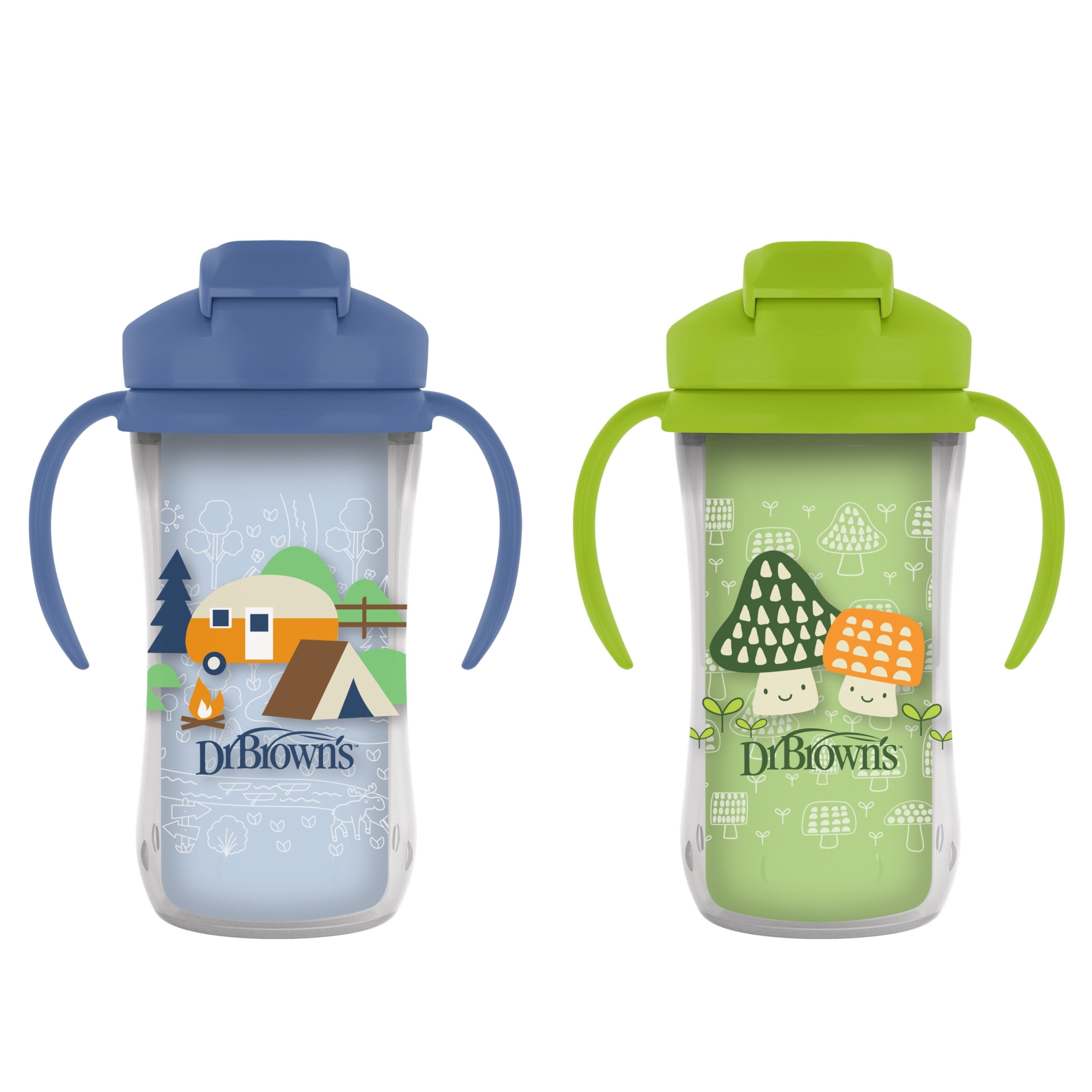 Insulated Straw Cup with Handles, Blue, 10 oz