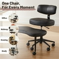 thumbnail image 5 of EDX Ergonomic Cross Legged Swivel Chair, Adjustable Height Meditation Chair with Back Support & 360° Rotating Footrest, Rolling Floor Chair for Home Office Focus Seating, Dark Black, 5 of 10