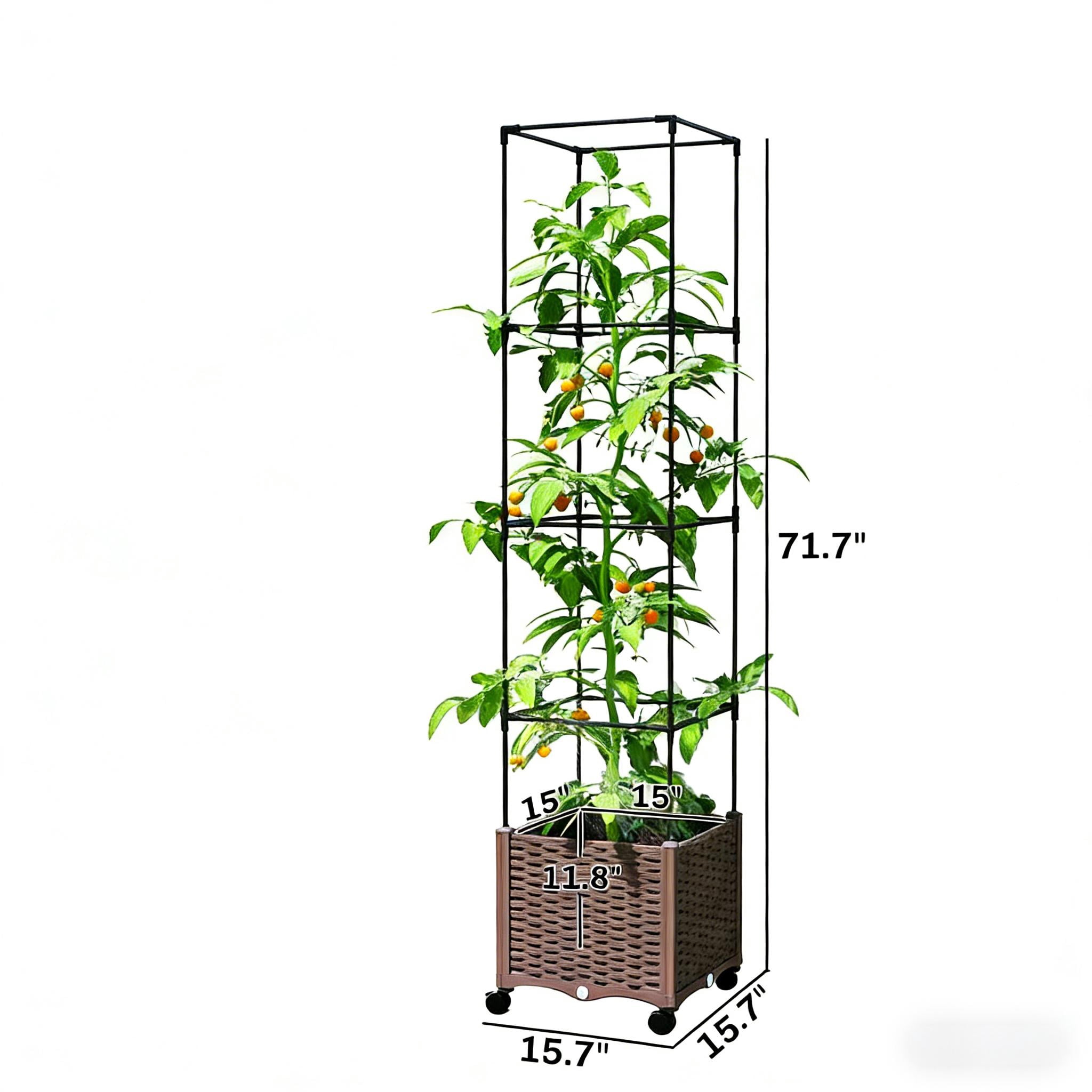 Plant Cage Raised Garden Bed Mobile Trellis Plant Bed