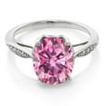 thumbnail image 2 of Gem Stone King 14K White Gold Ring Oval Pink Moissanite Diamond (2.86 Cttw), 2 of 4