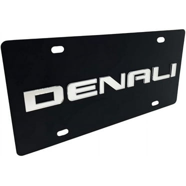 GMC Denali License Plate Carbon Steel Black with Mirror Logo