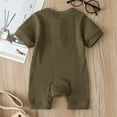 thumbnail image 4 of Douhoow Infant Baby Short Sleeve Jumpsuits Solid Color Knit Rib O Neck Button Cotton Romper, 4 of 6