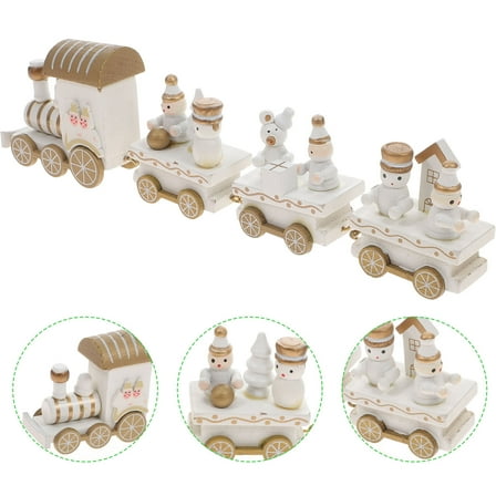 ELAYARD Christmas Train Prop Wooden Train for Home Adornment Friends 1 Set