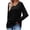 Black, variant on Fesfesfes Coat for Women Solid Color Long Sleeve Flared Sleeve V-Neck Top T-Shirt Blouse