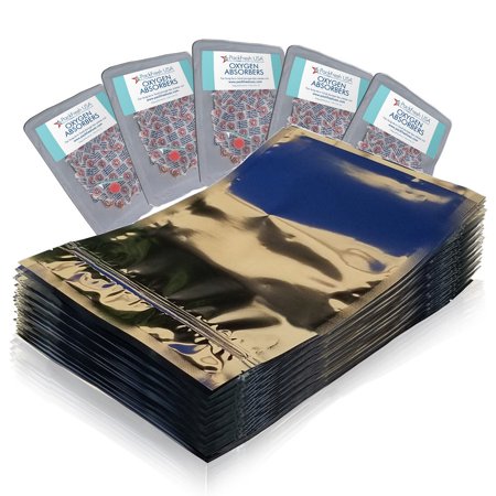 New One Quart Seal-Top 50 Pack Mylar Bags And 300cc Oxygen Absorbers