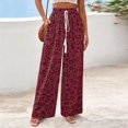 thumbnail image 3 of Women's Floral Printed Wide Leg Lounge Pants Lightweight High Waisted Y2k Baggy Long Palazzo Drawstring Loose Fit Trousers with Pockets M, 3 of 5