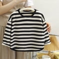 thumbnail image 2 of hotojiny Infant Cotton T-Shirt Newborn Outfit Summer Long Sleeve Tee Kids Toddler Crew Neck Undershirts Stripes Basic Top 6 M-10 Y, 2 of 4