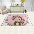thumbnail image 3 of SKYSONIC Lightweight Soft Area Rugs Cute Monkey with Flowers Floor Mat for Kids Playing Room Hardwood Floor Living Room Nursery Rugs, 60x39 in, 3 of 6