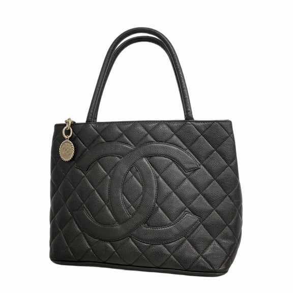 Pre-Owned Chanel Reissue Tote Bag, Caviar Skin, Black, Women's (Good)