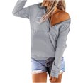 thumbnail image 3 of Abcnature Women Fall Winter Pullover V-Neck Zipper Long Sleeve Sweatshirts Casual Ladies Sweatshirts Pullovers Shirts Tops Sweaters for Women Gray M, 3 of 5