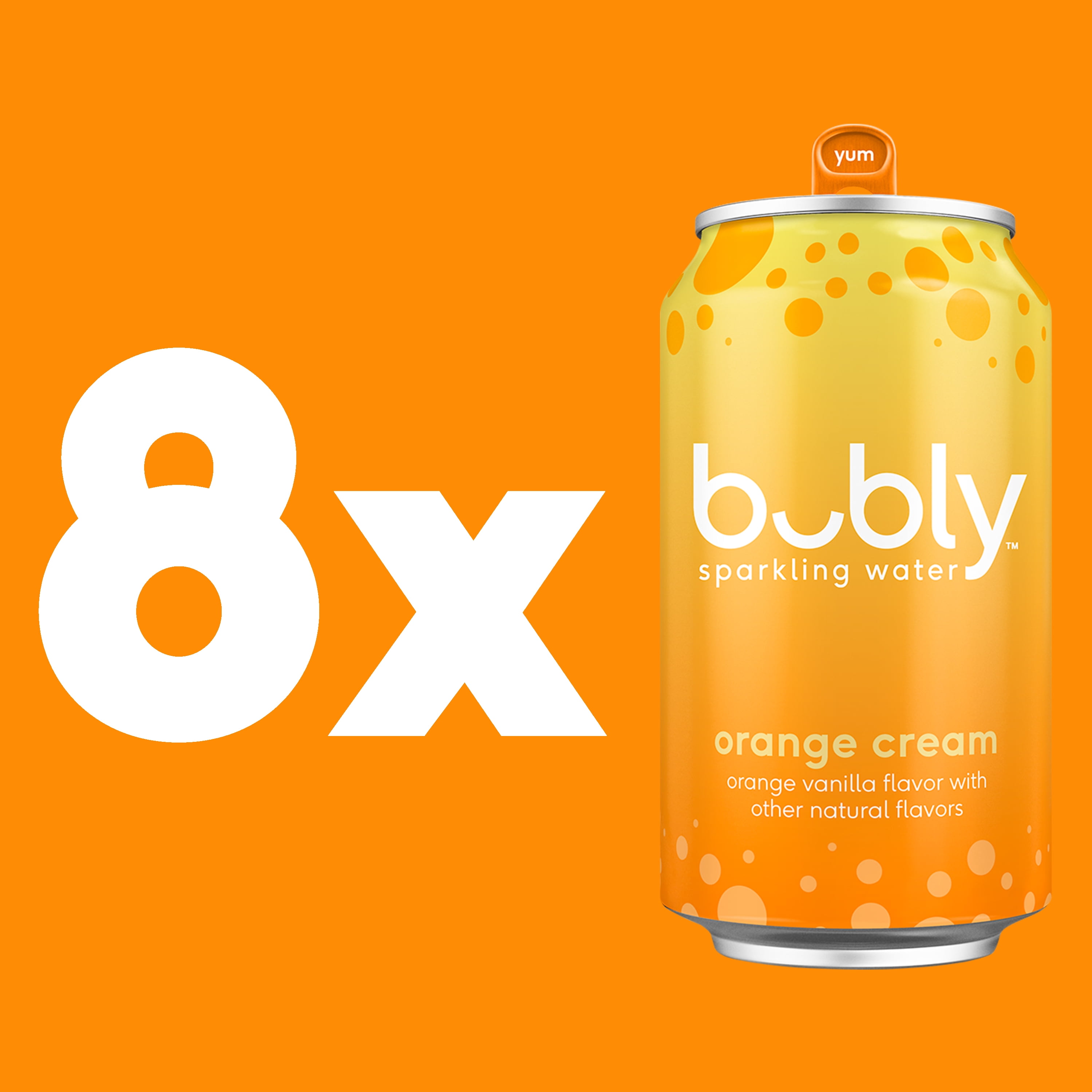 (6 pack) bubly Orange Creamsicle Sparkling Water, 12 fl oz, 8 Pack Cans