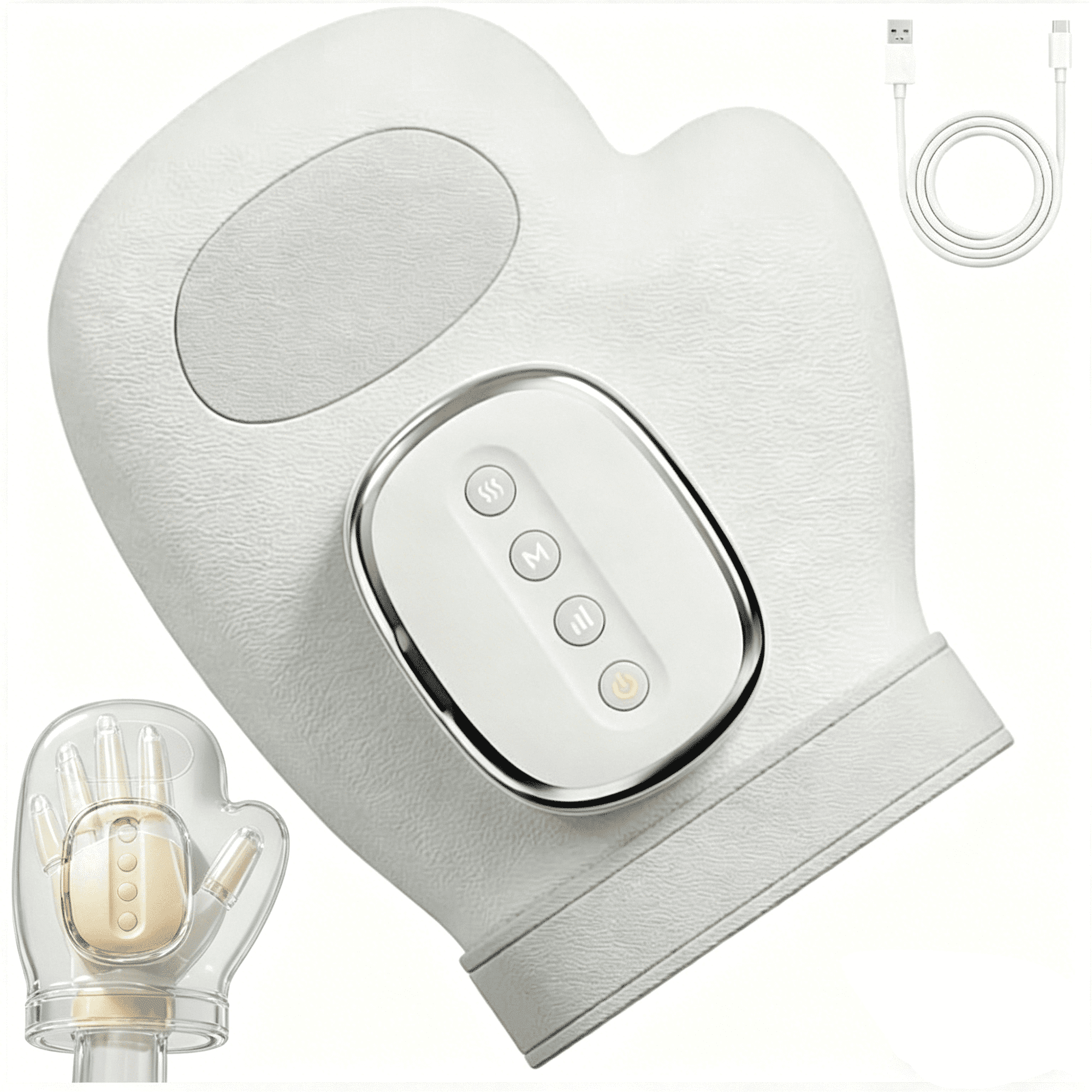 Hand Massager with Heat and Compression, Portable Electric Massage Gloves 3 Modes 5 Intensities, Rechargeable Massager for Hand Relaxation