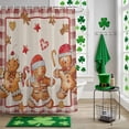 thumbnail image 5 of Vintage Christmas Gingerbread Man Shower Curtain Set with Hooks, Beige Red Plaid Waterproof Fabric Bathroom Curtains Decor Home Accessories, Stall Long 54 X 78 Inch, 5 of 9