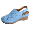 thumbnail image 4 of Rokment Women's Platform Wedges Clogs Slingback Dressy Sandals 2026 Summer Fashion Casual Flower Hollow out Closed Toe Orthopedic Chunky High Heels Beach Dress Sandals for Ladies Sky Blue Size 8, 4 of 5