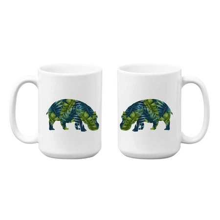 

Leaves Pattern Hippo on 15 oz White Ceramic Mug (Pattern1)