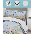 thumbnail image 4 of Spring Floral Twin Size Down Alternative Comforter, Lightweight Comforter Quilt Bedding Set with Pillow Shams Summer Botanical Hummingbird All Seasons Bed Comforter Duvet Insert 68"x86", 4 of 7
