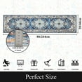 thumbnail image 4 of Findosom 2'x8' Vintage Boho Runner Rug Washable Non-slip Area Rug,Hallway Indoor Farmhouse Bedroom Kitchen Living Room Non Shedding Runner, Contemporary Low Plie Floor Carpet Doormat,Blue, 4 of 10
