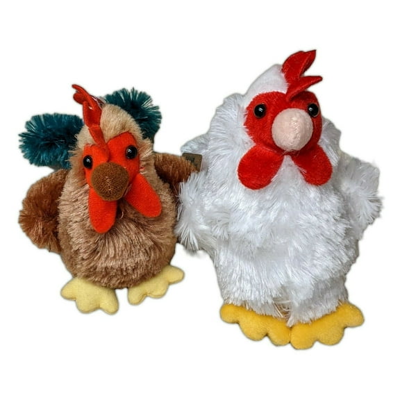 CHICKEN & COCKY ROOSTER Mini Flopsie 8" Stuffed Animal Plush by Aurora