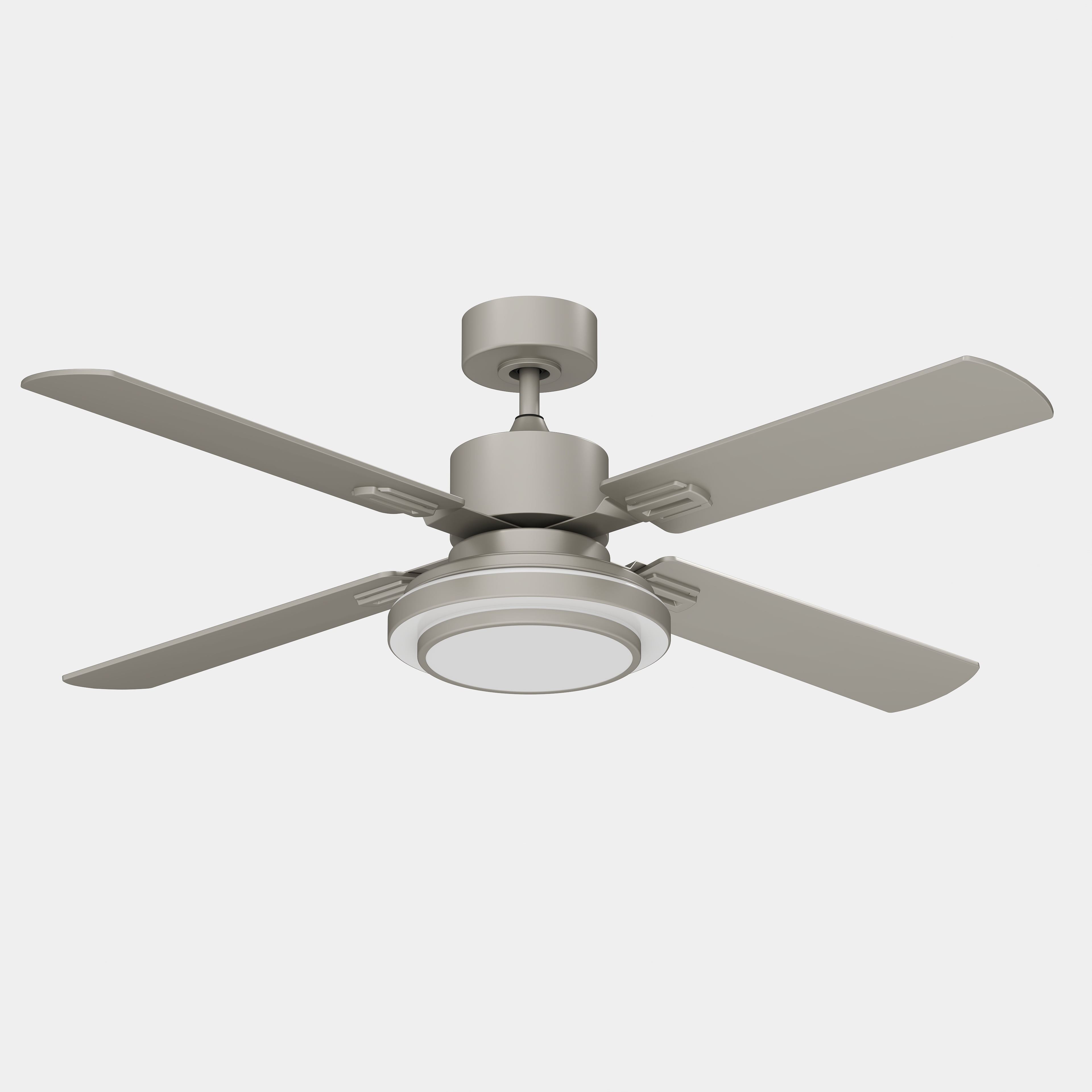 Uforic 4-Blade Modern Farmhouse Ceiling Fan - 52" Brushed Nickel with Remote & Light