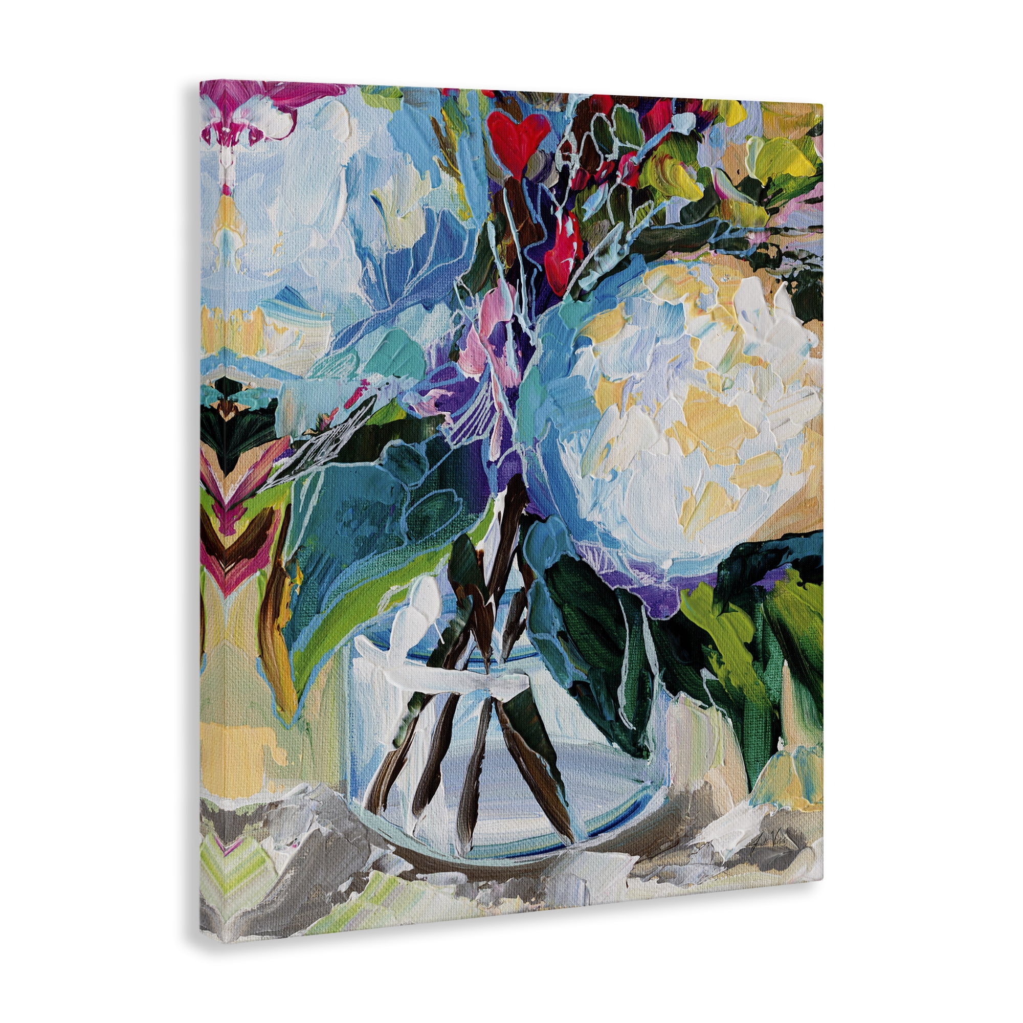 Stupell Industries Modern Lined Bouquet Plants & Flowers Painting Wrapped Canvas Art Print Wall Art, 24 x 30