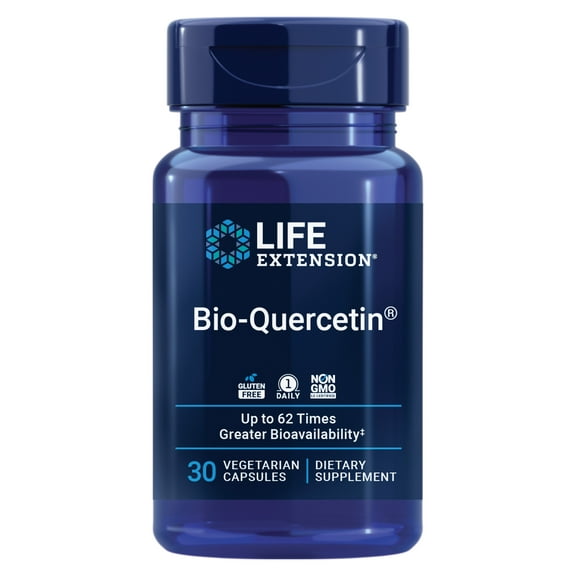 Life Extension Bio-Quercetin®, immune health supplement, heart health support, gluten free, non-GMO, vegetarian, 30 capsules