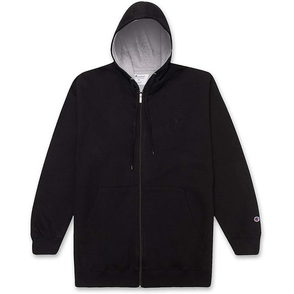 Champion Men Zip Up Hoodie, Big and Tall Fleece Jacket Men, Perfect Zip Hoodie Black