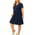 thumbnail image 4 of Unique Bargains Women's Plus Size Sleep Shirt Short Sleeves Nightgown Nightdress, 4 of 6
