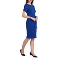 thumbnail image 4 of INSPIRE CHIC Women's Wear to Work Pencil Dress Boat Neck Tie Waist Short Sleeve Sheath Dresses S Royal Blue, 4 of 4