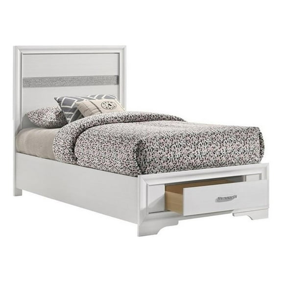 Miranda 51-inch Wood Twin Storage Panel Bed White