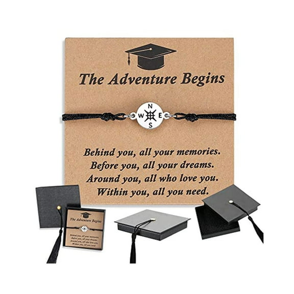 TOPRenddon Class of Graduation Bracelet with Gift Box – Adjustable Unisex Compass Charm Bracelet for High School & College Graduates, Inspirational Grad Gift for Her/Him