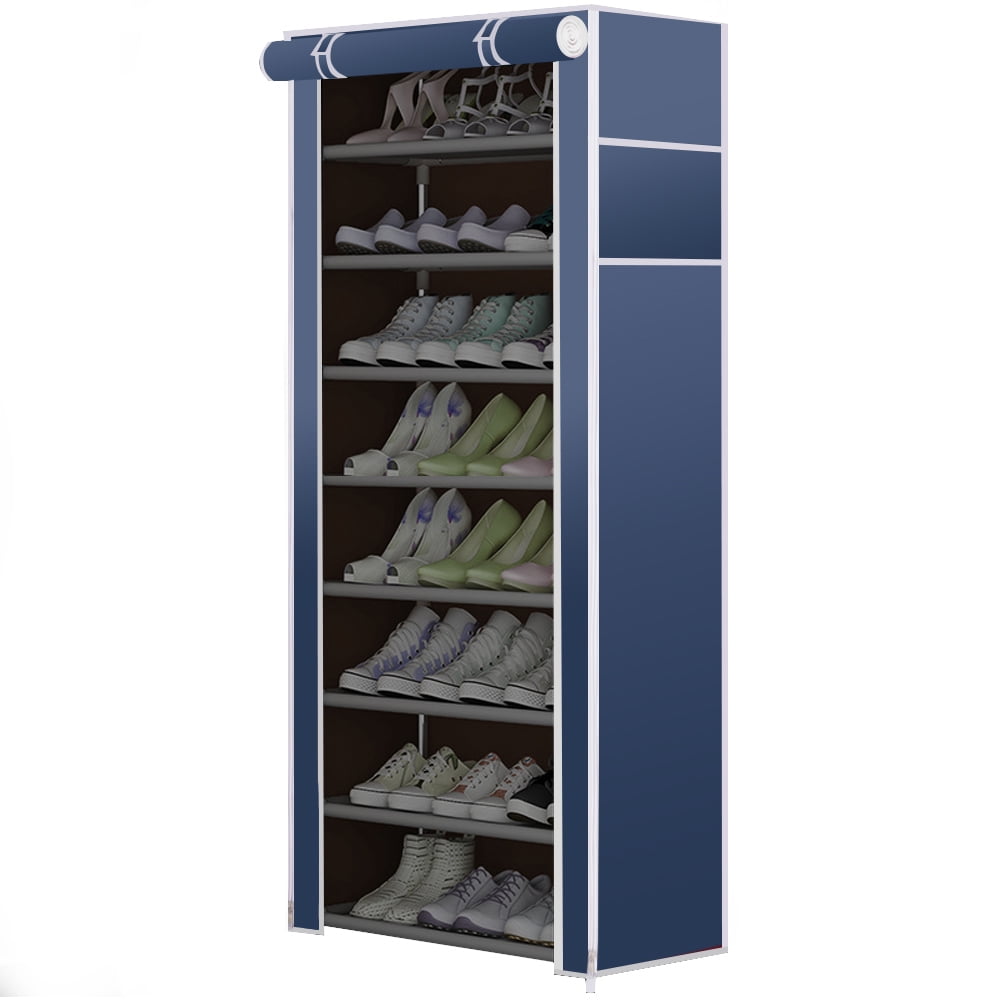 Private Jungle 8 Tier Shoe Storage Closet Organizer Rack with Cover, Free Standing, Holds 24 Pairs, Good for Sneakers, Flats, Heels & Boots, Navy Blue Private Jungle 8 Tier Shoe Storage Closet Organizer Rack with Cover, Free Standing, Holds 24 Pairs, Good for Sneakers, Flats, Heels & Boots, Navy Blue