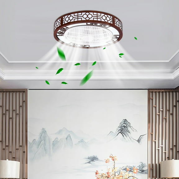 64W Ceiling Fan with Light, Acrylic and Wood Construction, Three Light Modes, 15-20㎡ Coverage, Energy-Saving and Modern Design