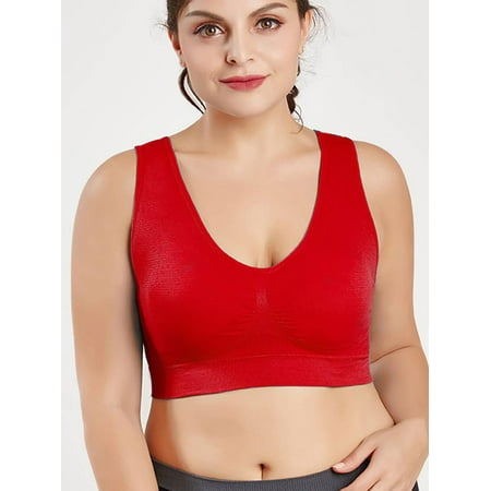 

DYMADE Womens Plus Size Solid Color Plus Size Large Sports Bra Cup Tops