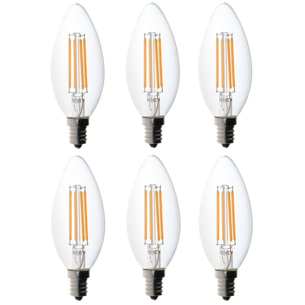 6 Pack Bioluz LED 40W Candelabra Bulb B Type C Type E12 Small Base High