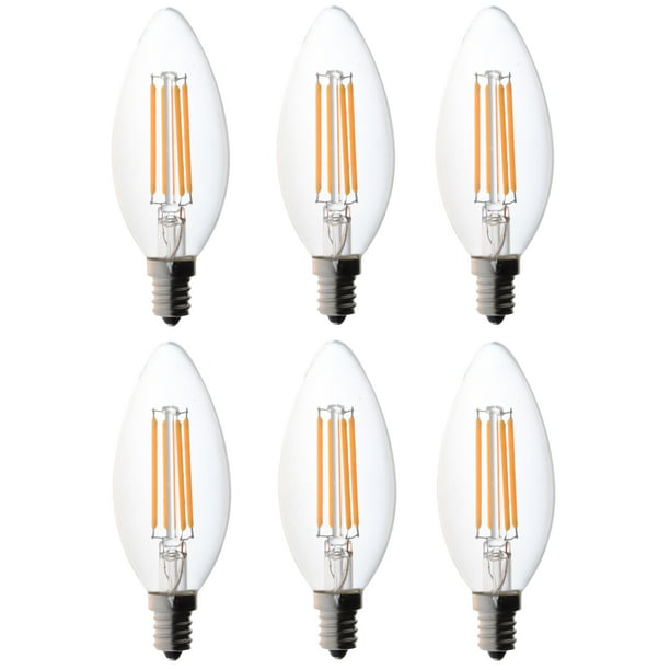 6 Pack Bioluz Led 40w Candelabra Bulb B, 40 Watt E12 Chandelier Light Bulbs