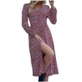 thumbnail image 1 of Birdeem Robe Longue à Manches Longues pour Femmes Mode Loisirs Imprimé Cardigan Taille Haute Robe à Manches Longues Col en V Robe à Manches Longues pour Femmes, 1 of 3