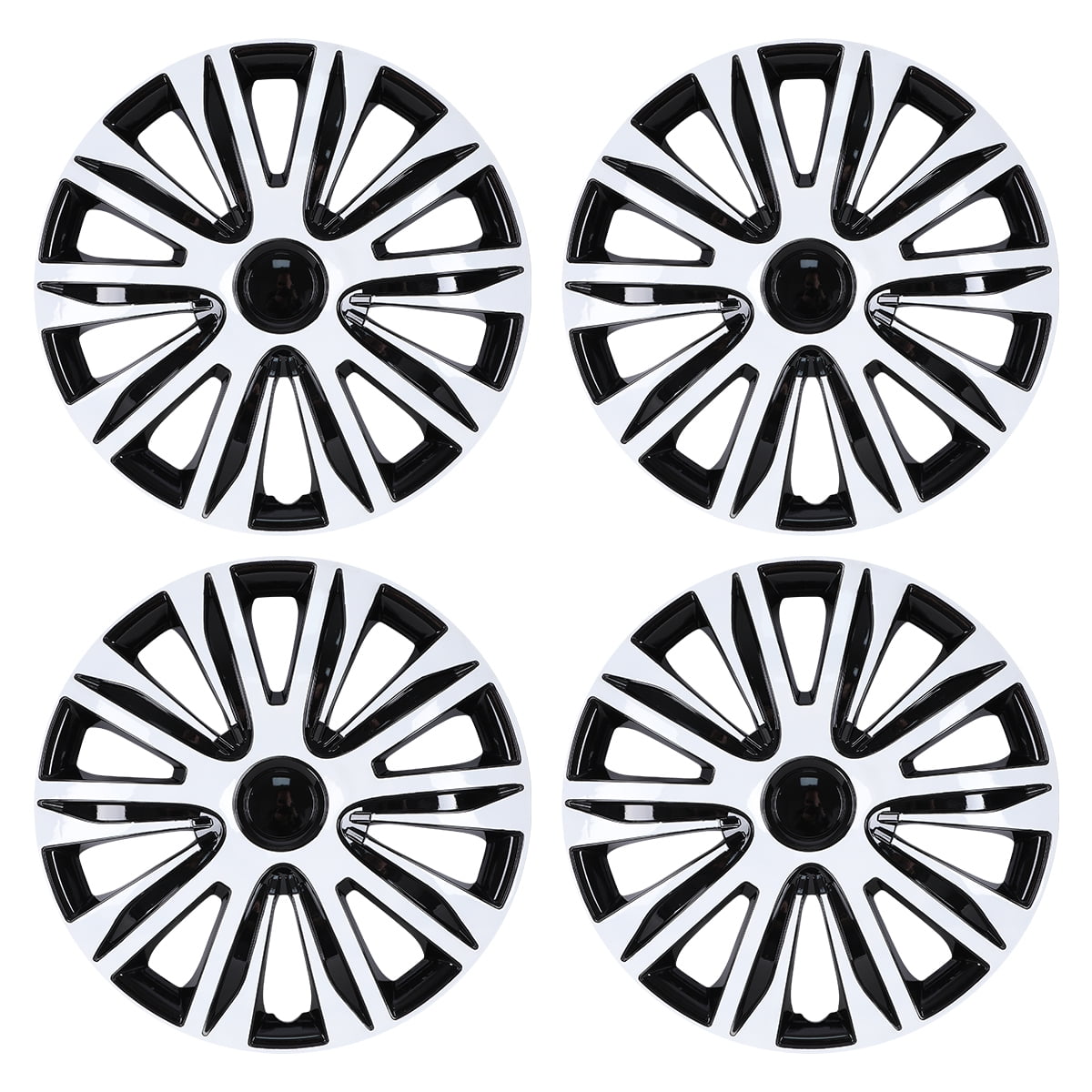 (4 Pack)15 Inch Universal Wheel Rim Cover Hubcaps Snap On Car Truck SUV Fit R15 Tire-WHITE LACQUER & BLACK LACQUER
