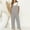 Gray, variant on Sakmal Plus Size Jumpsuits for Women Casual Blue Cotton and Linen Sleeveless Overalls Full Plain Straight Leg Scoop Neck Pants