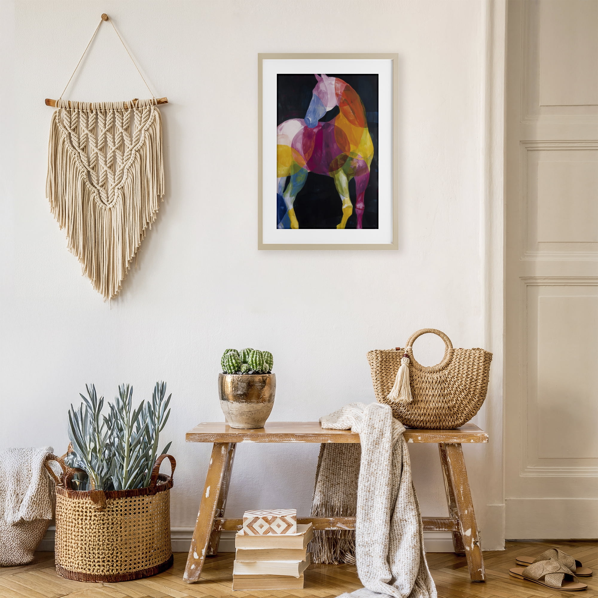 Stupell Industries Prism Horse Abstraction Birch Framed Print Under Glass, design by Chromatic Storm Studio