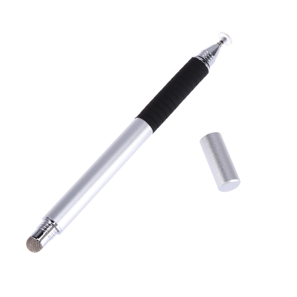 Lápiz capacitivo multifunción 2 en 1 de punta fina y redonda para pantalla táctil, para smartphones y tabletas (plateado)