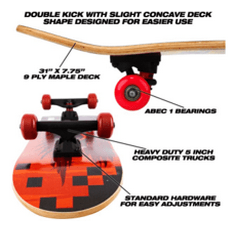 Tony Hawk 31" Popsicle Skateboard with Pro Trucks- Multicolor, Ages 5+, Full Black Glossy Wood 50mmx30mm Colored Wheels with Traction Grooves, ABEC 3 Bearings, "Styles May Vary" - Walmart.com