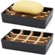 thumbnail image 1 of Jaboneras de bambú para ducha con drenaje, soporte de madera para jabonera de baño, fácil de limpiar, duraderas (cuadrado negro individual), 1 of 5