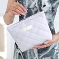 thumbnail image 4 of Knitted Pattern Hand-Take Cosmetic Bag | Portable Mini Makeup Pouch Pencil Case | Striped Color-Blocked Design | Lightweight Leakproof Zipper Closure | Travel Coin Purse Organizer for Daily Use, 4 of 6