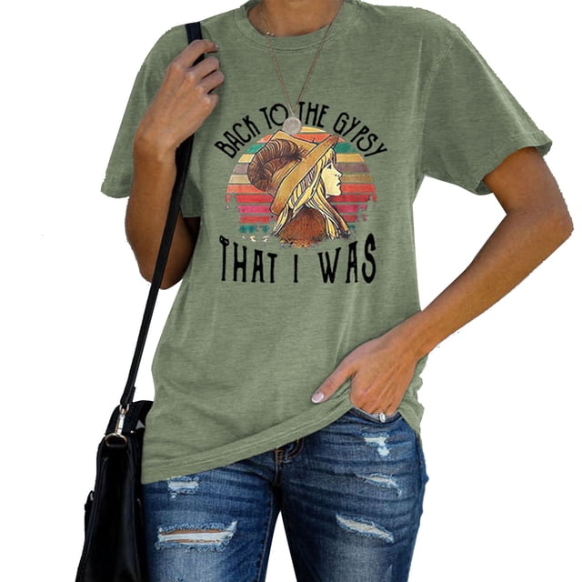 Camiseta de manga corta para mujer, ligera, transpirable y con estampado de letras, color verde oliva, para verano