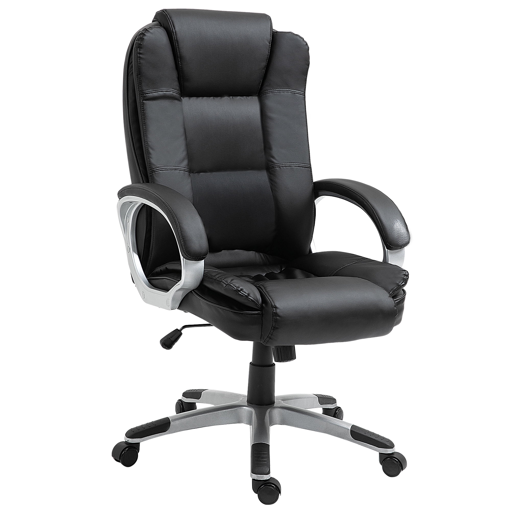 Black Mid-Back PU-Padded Office Chair,Computer Desk with Fixed Armrest Ergonomic Executive for Office Home Long Time Use 