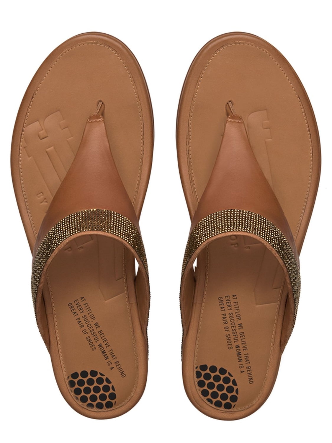 FitFlop - FitFlop™ Women's Banda™ Micro-Crystal Toe-Post Sandals, Tan ...